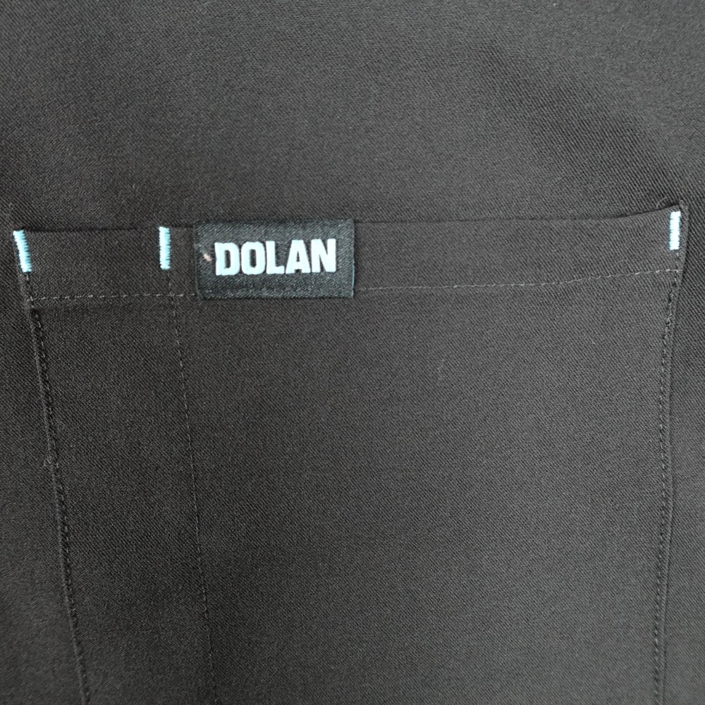 DOLAN Top Women Small Black 2 Pocket Scrub V Neck 3/4 Sleeve Medical Nurse - Picture 3 of 12